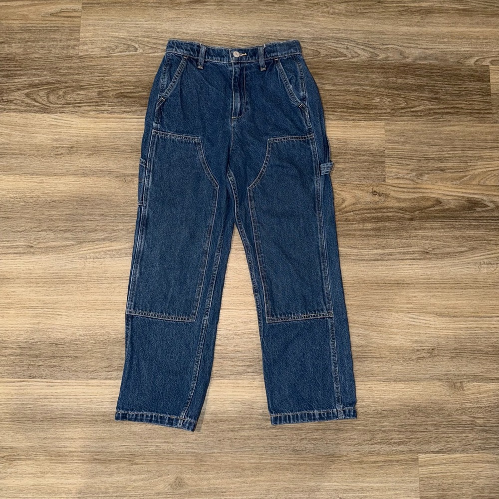 Old Navy Carpenter Jeans Kids 12 Blue Denim High Rise Relaxed Built In Tough‎